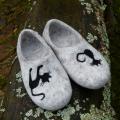 felted gray slippers "a cat day" - Shoes & slippers - felting