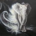White elephant 120x90, oil on canvas. - Oil painting - drawing