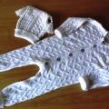 White baby jumper  and hat "Lot of cables" - Children clothes - knitwork