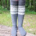 Long wool socks with patterns. - Socks - knitwork