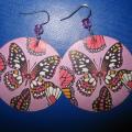 decoupage earrings pink Butterflies - Earrings - beadwork