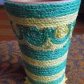 Green yellow flower pot :) - Lace - needlework