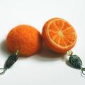 oranges - Earrings - felting