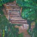 stairs to the Green Lakes - Acrylic painting - drawing