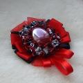 Ruby-colored brooch - Brooches - beadwork