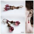 " Vintage Violet Drops " - Earrings - beadwork