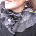 Gray with guipure - Scarves & shawls - felting