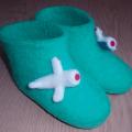 Green Funny chidren tapukai - Shoes & slippers - felting