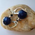 Blue agate - Earrings - beadwork