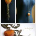 " Wooden love " - Necklace - beadwork