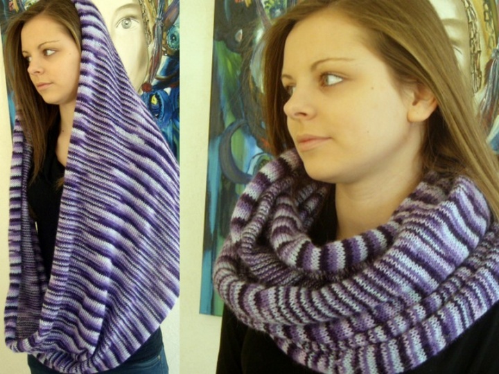 The reddish-gray scarf accessory