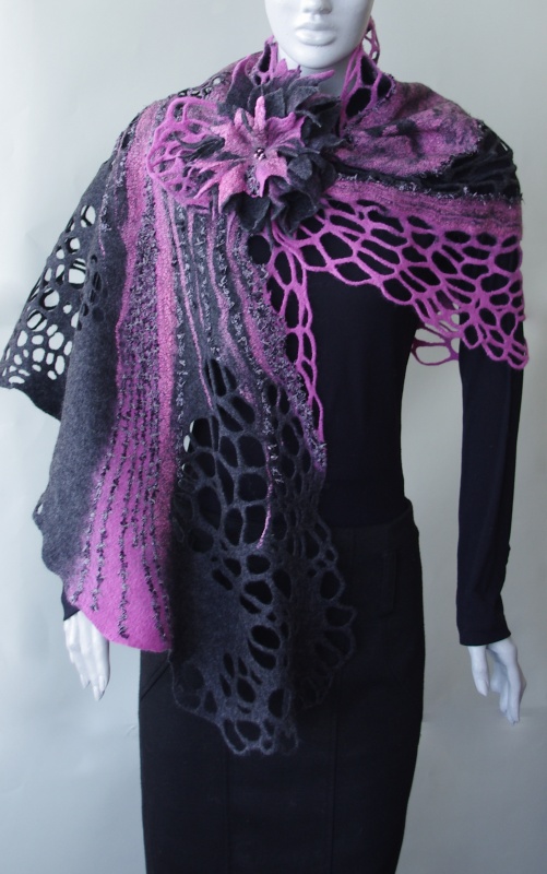 Scarf, brooch