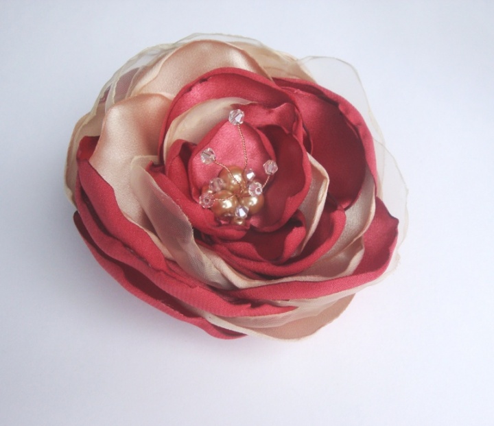 Brooch-flower. Raspberry-purple.