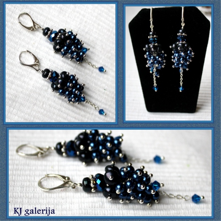 Blue pearl earrings.