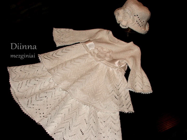 Knitted christening dress