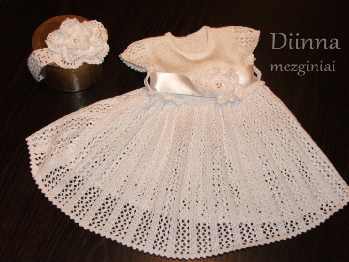 Knitted christening dress