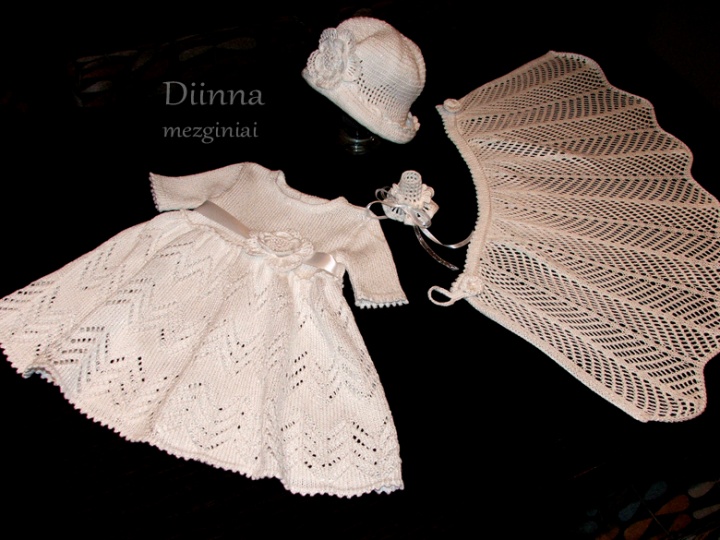 Knitted christening dress
