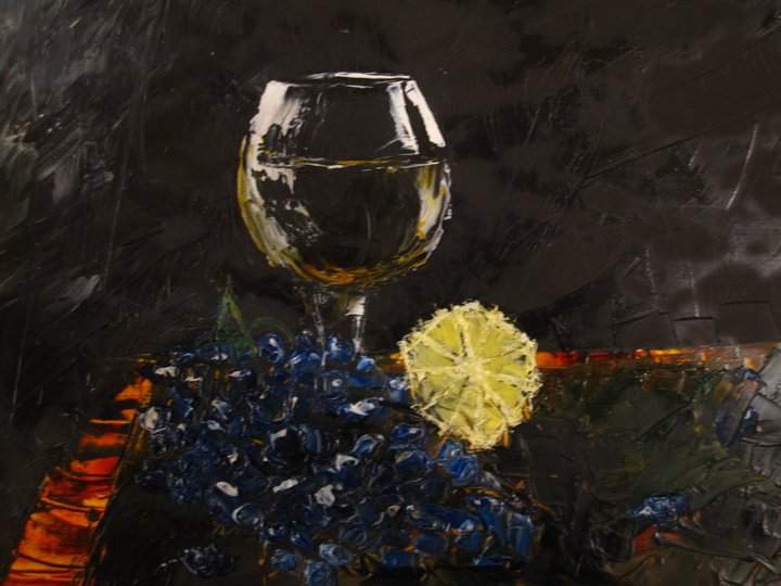 Still life with lemon and vinuogemis