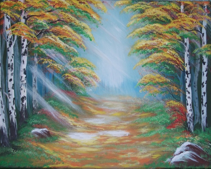 Birch tree alley [30x40 canvas, acrylic]