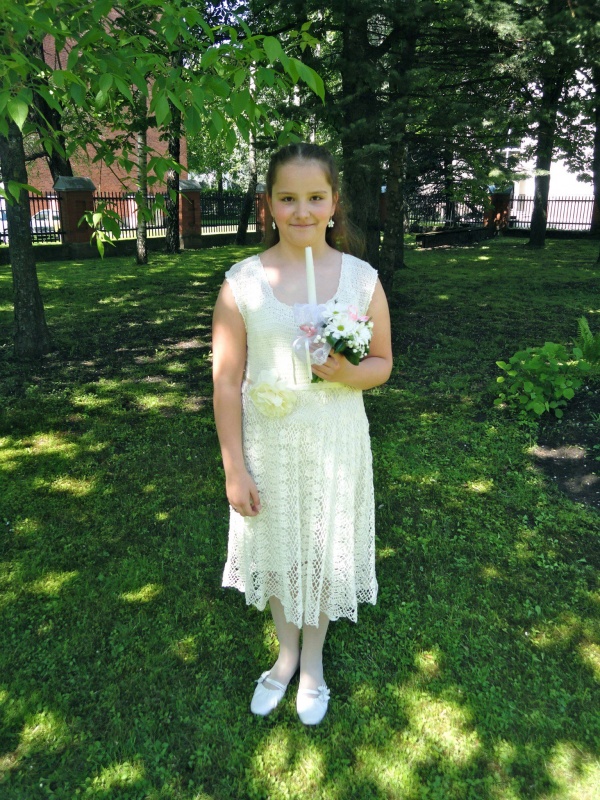 Linen first communion dress
