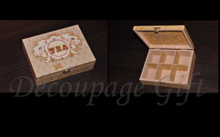 Tea box 6 compartments with a lock