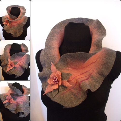 Gray-pink scarf