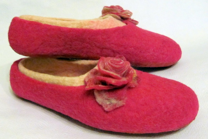 With pink roses