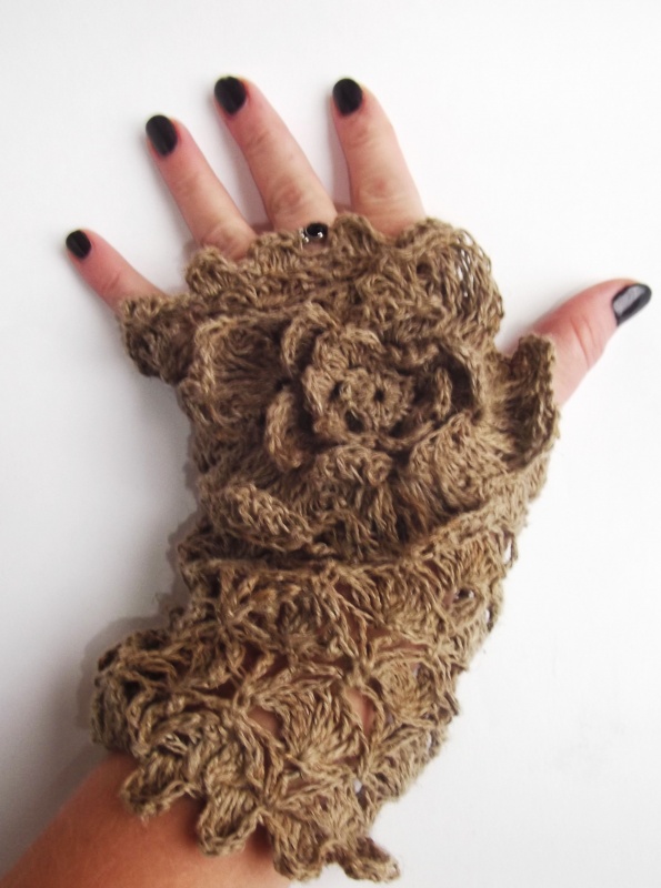 Linen crocheted wristlets