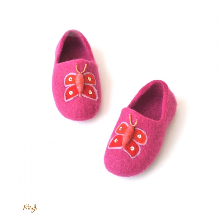 Felt slippers for children Butterflies