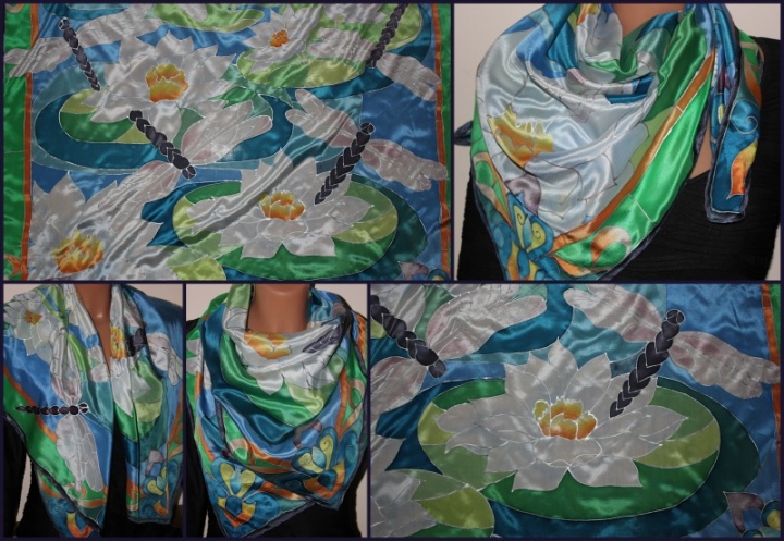 Stained glass - Dragonflies, silk scarf