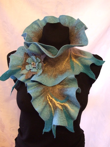 Gray turquoise scarf picture no. 2