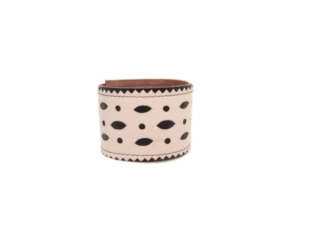 Natural perforated leather bracelet M05