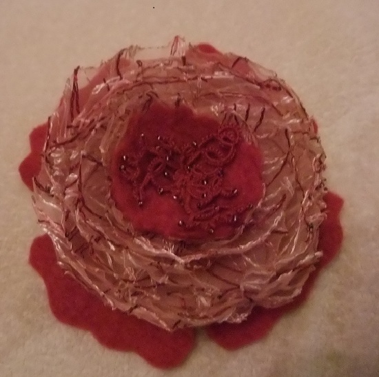 wool and organza brooch