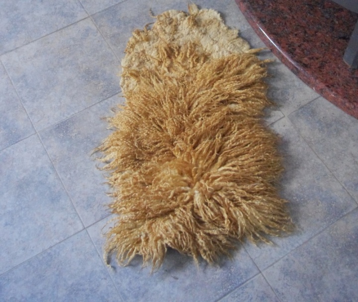 Mat, felting processes of my sheep wool