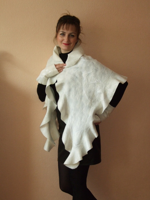 with a white silk