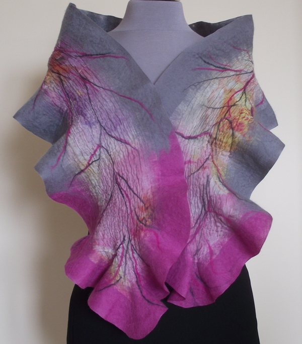 raspberry gray scarf