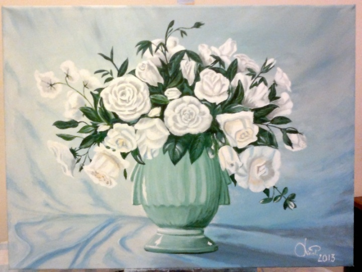 White bouquet of roses