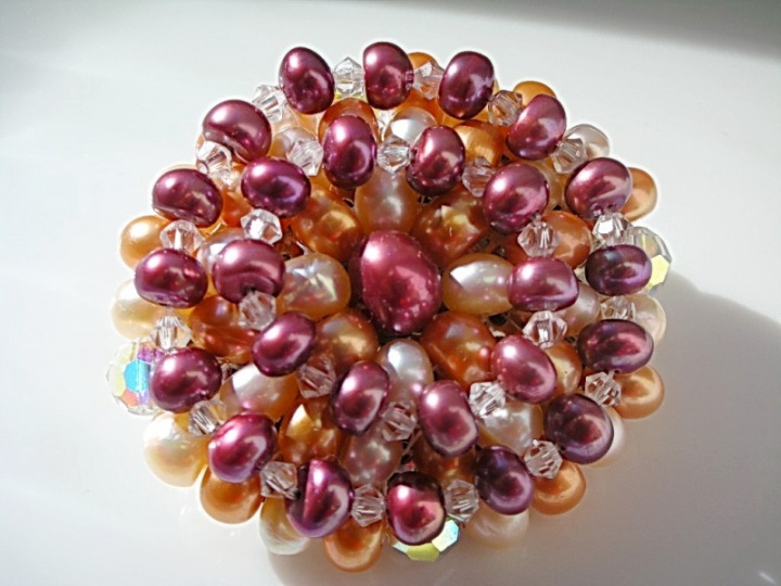 Pearls and Swarovski brooch
