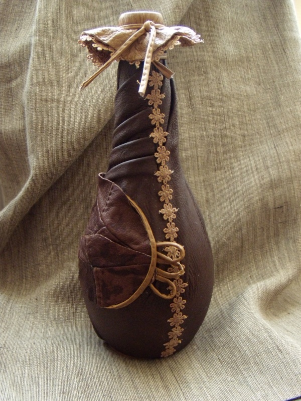 Leather-covered bottle