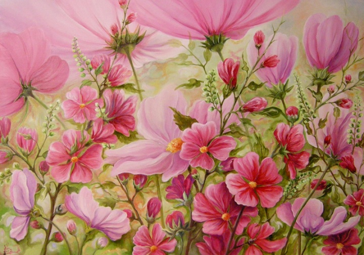 "Rožiniai žiedai " 70x50