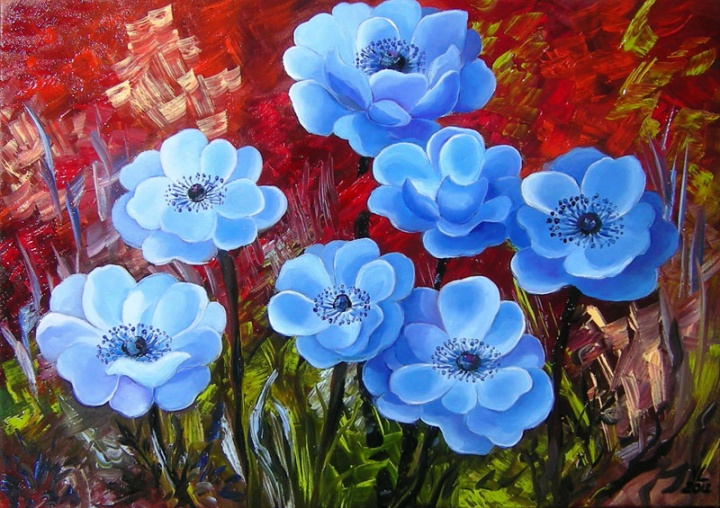 " Blue anemones " 50x35