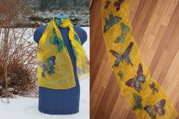 Painted silk shawl