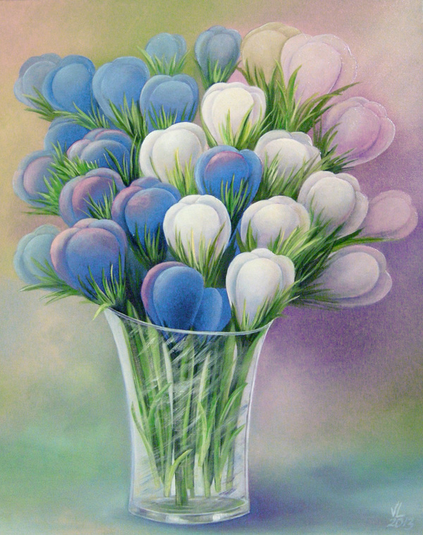 45 eur_"Mėlyni ir balti krokai " 40x50