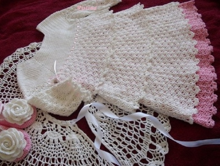 Crocheted christening dress