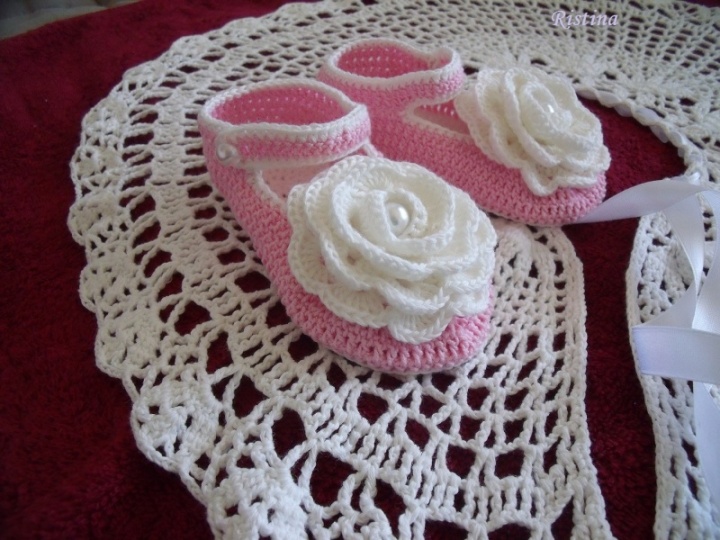 crocheted christening set girl