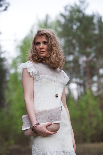 Felted merino wool velvet dress