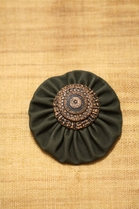 Leather brooch with unique decor