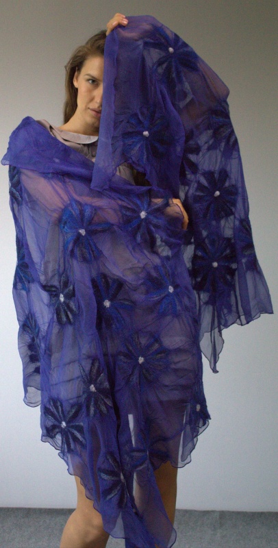 Silk scarf " Blue bloom "