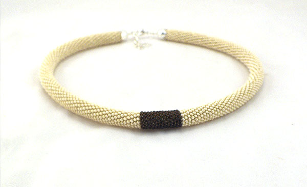 Beige crocheted necklace