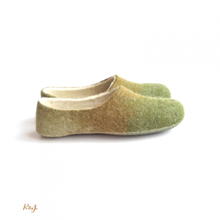 Felt slippers / felted slippers Earth
